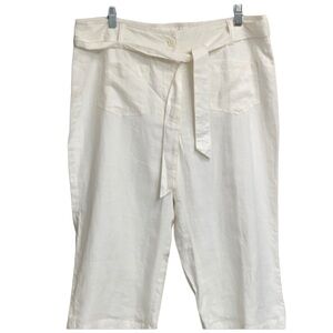 White Linen Cropped Pants